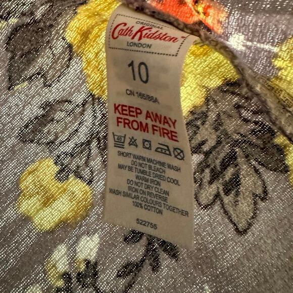 Cath Kidston Women's Gray Yellow Floral Short Sleeve Cropped Blouse Tops Size 10 - Picture 3 of 5